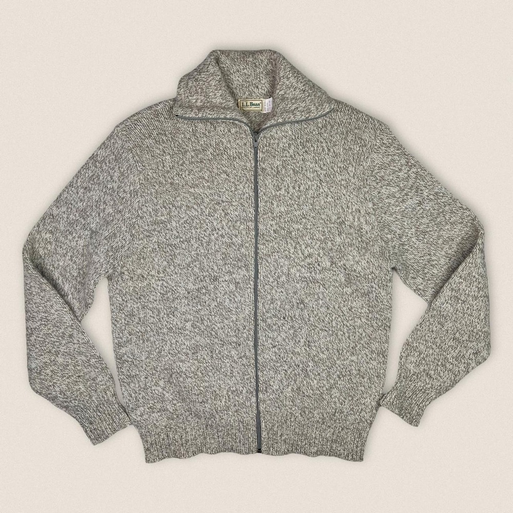 Vintage grandpa Wool blend zip cardigan sweater L.L.‎ Bean Size XL